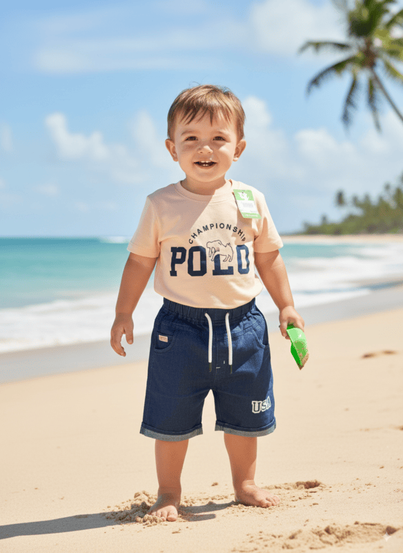 Boys' Championship Polo T-Shirt & Denim Shorts Set D.16.114