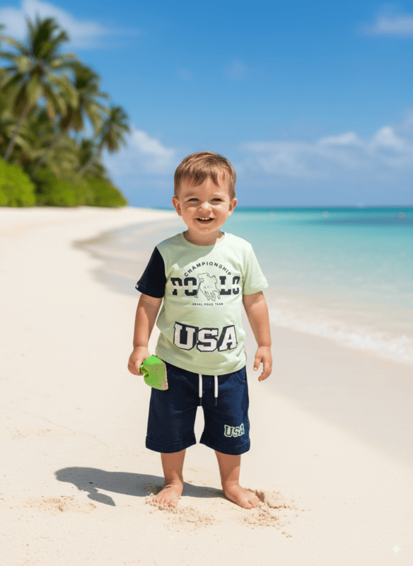Boys' Championship Polo T-Shirt & Denim Shorts Set D.16.114