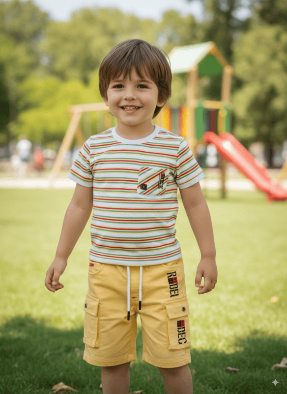 Boys' Striped T-Shirt & Cargo Shorts Set 10.3573
