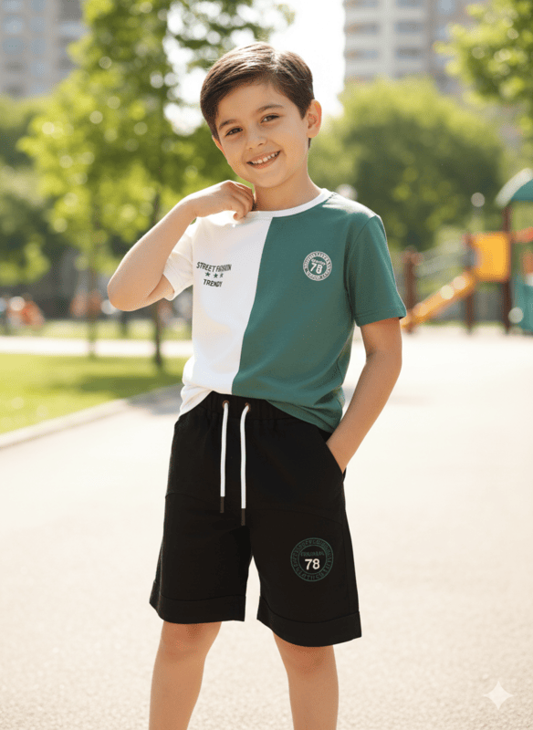 Terri Kids T-Shirt & Black Shorts Set D 18.1141