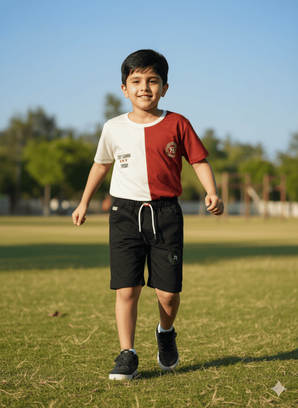 Terri Kids T-Shirt & Black Shorts Set D 18.1141