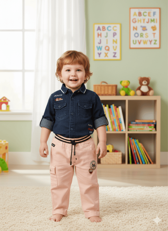 Denim Shirt + Mint Green Pant D.57/6 B.4104