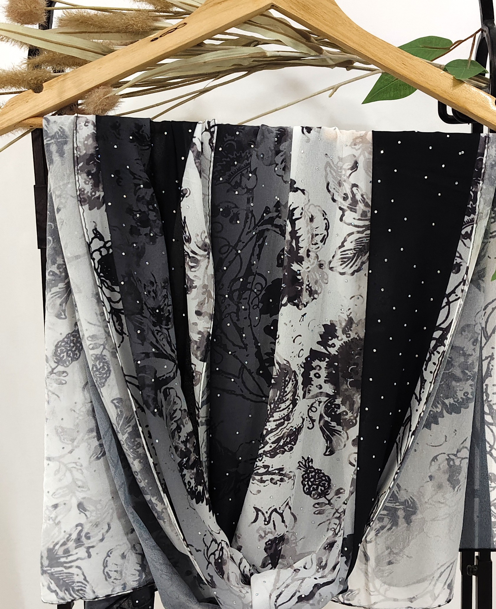 Zera Premium Georgette Digital Print Hijab with Stones All Around