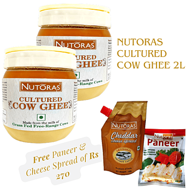 Nutoras Cultured Pure Cow Ghee Plan 2L(Free Paneer and Cheese Spread)