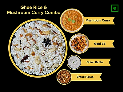 Ghee Rice & Mushroom Curry Ghee Rice & Mushroom Curry
