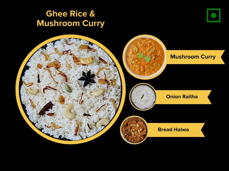 Ghee Rice & Mushroom Curry Ghee Rice & Mushroom Curry