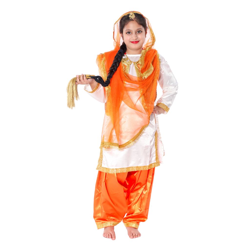 Giddha Dance Fancy Dress Orange & White