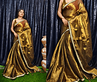 Tissue Gold with Zardozi Border Tissue Gold with Zardozi Border