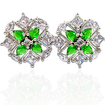 Green Zirconia American Diamond Stud Earrings