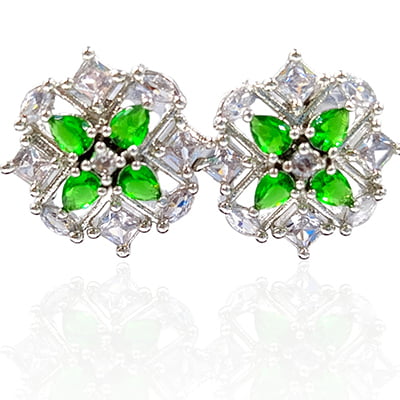 Green Zirconia American Diamond Stud Earrings