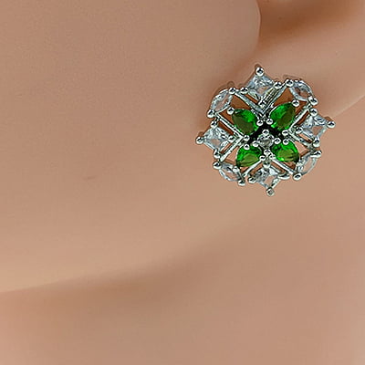 Green Zirconia American Diamond Stud Earrings