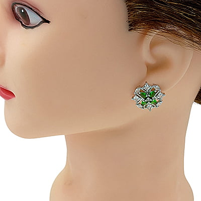 Green Zirconia American Diamond Stud Earrings