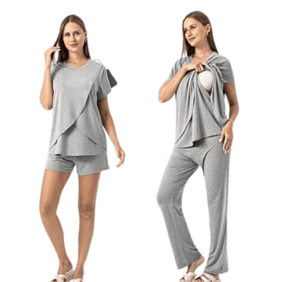 KIKWIT Maternity Feeding Tops Without Zip for Women, Feeding Coverup Pregnancy Tshirt,Feeding T-Shirt for Easy Nursing & Breastfeeding, Maternity Top Wear for Mothers grey colour