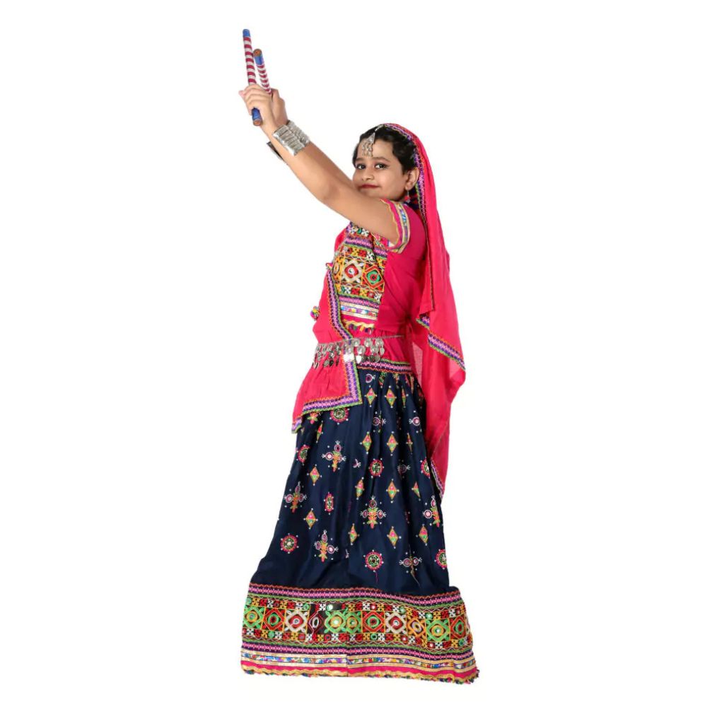 Garba Dance Fancy Dress Costume Navy Blue & Magenta Pink Garba Dance Fancy Dress Costume Navy Blue & Magenta Pink