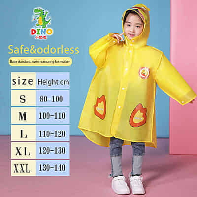 Custom Transparent EVA Hood Raincoat  Waterproof Cartoon Printed Outdoor Hiking