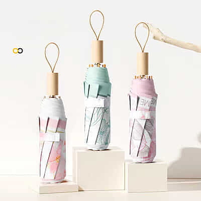 High Quality Three-Folding Manual 8 Bone Umbrella Flower Print Fabric Double-Layer Anti UV  Sunscreen and Rain Umbrella