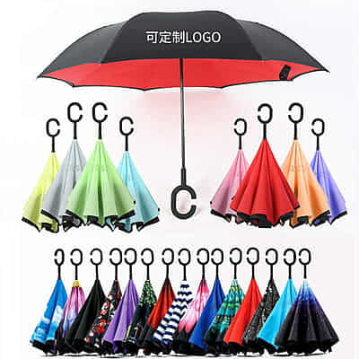 Inverted Reverse Umbrella Rainproof Double Layer C Shape Handle Umbrellas Sunshade Windproof