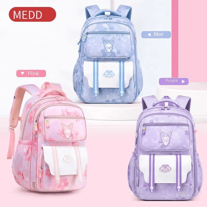 Gradient Students 1-6 Grade School bag Kuromi cartoon printed Large Capacity Waterproof Spine Backpack Gradient Students 1-6 Grade School bag Kuromi cartoon printed Large Capacity Waterproof Spine Backpack