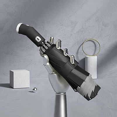 Fully Automatic Open Rotatable Led Light 3 Fold Car Reverse Umbrella Upward Car Umbrellas With Night Safety Reflective Strip