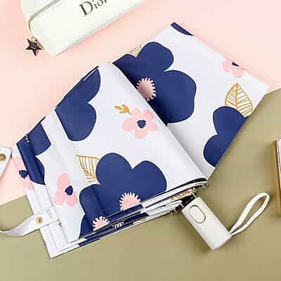 Hot selling Nordic illustration folding umbrella 3 fold woman clear umbrella automatic foldable umbrella