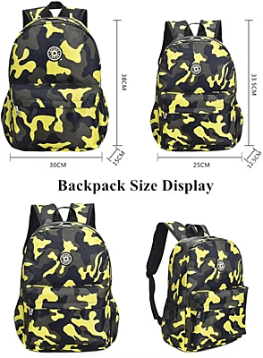 Camo Patterned Schoolbag Waterproof Nylon Backpack Wear-Resistant and Breathable for Primary School