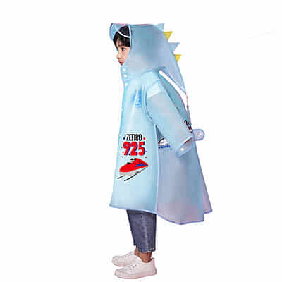 Custom Transparent EVA Hood Raincoat  Waterproof Cartoon Printed Outdoor Hiking