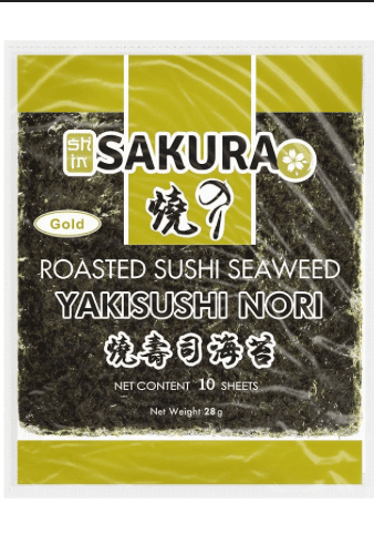 Sakura - Toasted Yaki Sushi Nori (Seaweed) Sheets, 28 gm (Pack of 1)