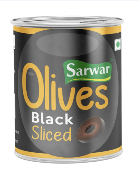 Sarwar - Sliced Black Olives, 3 - 3.5 Kg Tin (Pack of 1)