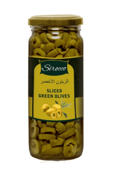 Sirocco - Sliced Green Olives, 450 gm (Pack of 1)