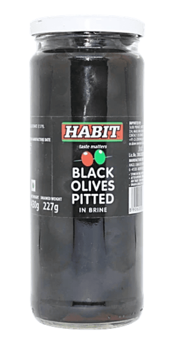 Habit - Black Pitted Olives, 430 gm (Pack of 1)