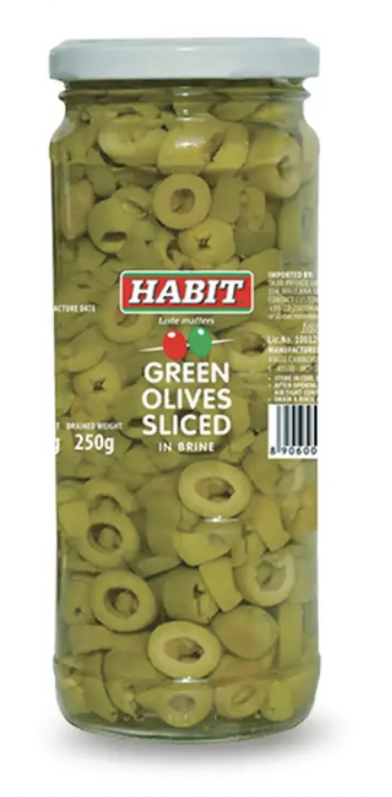 Habit - Green Sliced Olives, 430 gm (Pack of 1)
