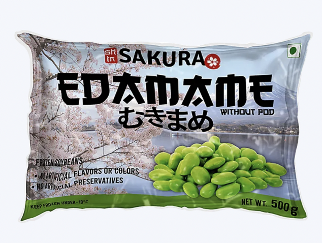 Sakura - Frozen Edamame (without Pods), 500 gm (Pack of 1)