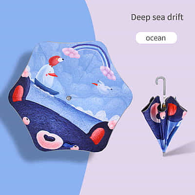 Cartoon Rounded Corner Kids Umbrella Custom made Student Curved Handle Children's Umbrella with Logo