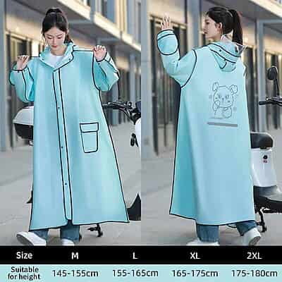 Thickened EVA Waterproof Motorcycle Scooter Raincoat Windbreaker long rain coat