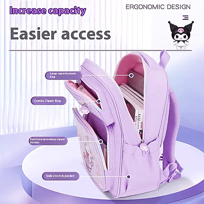 Kuromi Mymelody Cinnamoroll Schoolbag Girls Cute Backpack Children's Cartoon Anime Backpack Elementary School Bag