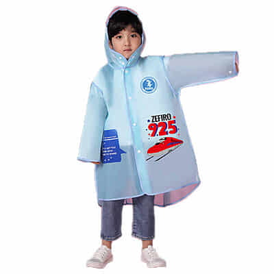 Custom Transparent EVA Hood Raincoat  Waterproof Cartoon Printed Outdoor Hiking