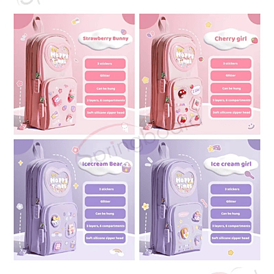 Multilayer Large Capacity Canvas Fabric Stand-Up Pencil Case for Kids Girls School Office Students Use Multilayer Large Capacity Canvas Fabric Stand-Up Pencil Case for Kids Girls School Office Students Use