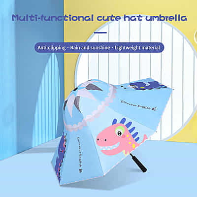 Automatic kids parent-child hat kids umbrella long handle Children's umbrella