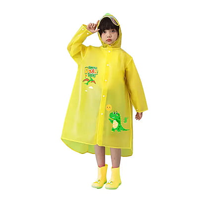 Custom Transparent EVA Hood Raincoat  Waterproof Cartoon Printed Outdoor Hiking