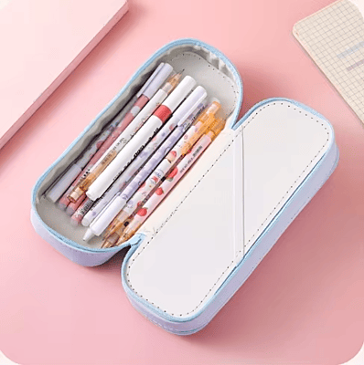 Cartoon print Double-Deck Large Capacity Pencil Case Girls Cute Cinnamoroll Kuromi Melody KT Cat Design Pencil case
