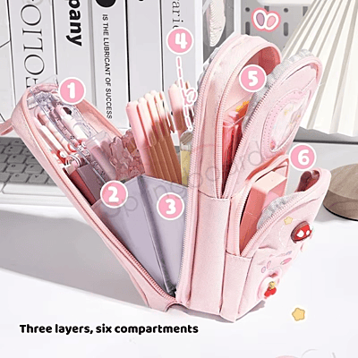 Multilayer Large Capacity Canvas Fabric Stand-Up Pencil Case for Kids Girls School Office Students Use Multilayer Large Capacity Canvas Fabric Stand-Up Pencil Case for Kids Girls School Office Students Use