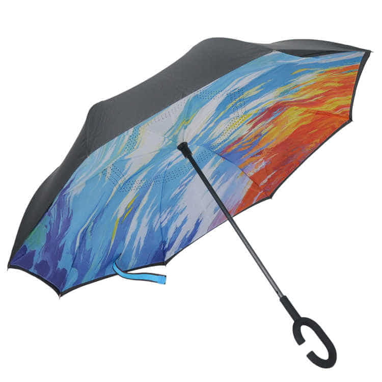 Inverted Reverse Umbrella Rainproof Double Layer C Shape Handle Umbrellas Sunshade Windproof
