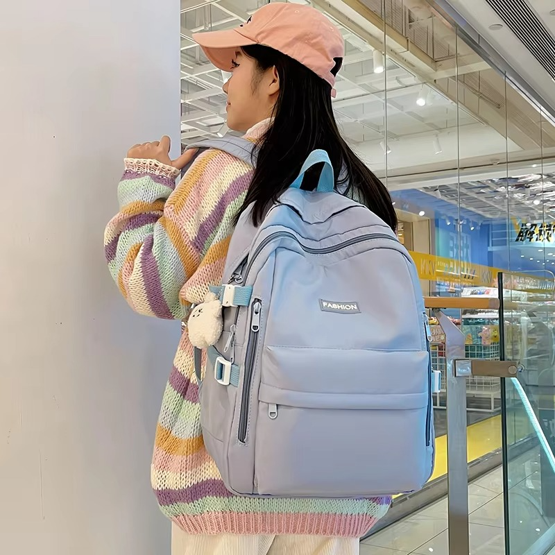 Minimalist Solid Color Unisex Backpacks Leisure Men's Backpack Large Capacity School Bag Women Waterproof Travel Laptop Backpack