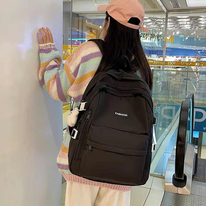 Minimalist Solid Color Unisex Backpacks Leisure Men's Backpack Large Capacity School Bag Women Waterproof Travel Laptop Backpack