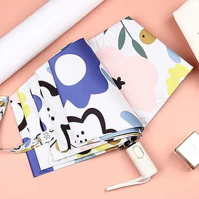 Hot selling Nordic illustration folding umbrella 3 fold woman clear umbrella automatic foldable umbrella
