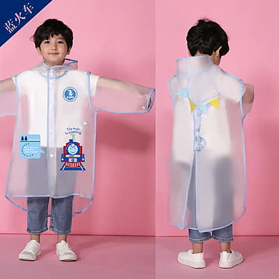 Custom Transparent EVA Hood Raincoat  Waterproof Cartoon Printed Outdoor Hiking