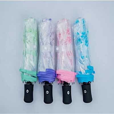 Umbrella Cherry Blossom Creative Little Fresh Three Folding Carton Polyester Auto Open Multi-colors