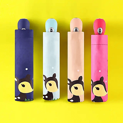 Cute cartoon light portable kids umbrella automatic folding umbrella custom logo