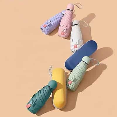 Pill Umbrella Five Folded Mini  Rain Pocket Folding Umbrella Hard Box Protection UV Umbrella