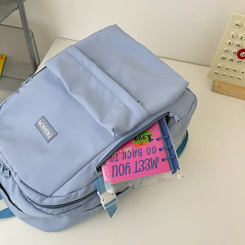 Minimalist Solid Color Unisex Backpacks Leisure Men's Backpack Large Capacity School Bag Women Waterproof Travel Laptop Backpack